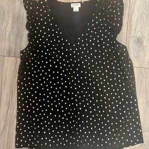 J. Crew Black Sleeveless Polka Dot V-Neck Camisole